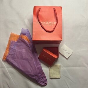 James Avery Red Gift Bag with Purple and Peach Tissue